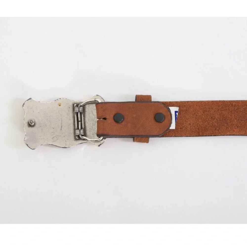 Vintage style Tony Lama USA Western long horn buckle tooled leather kids belt